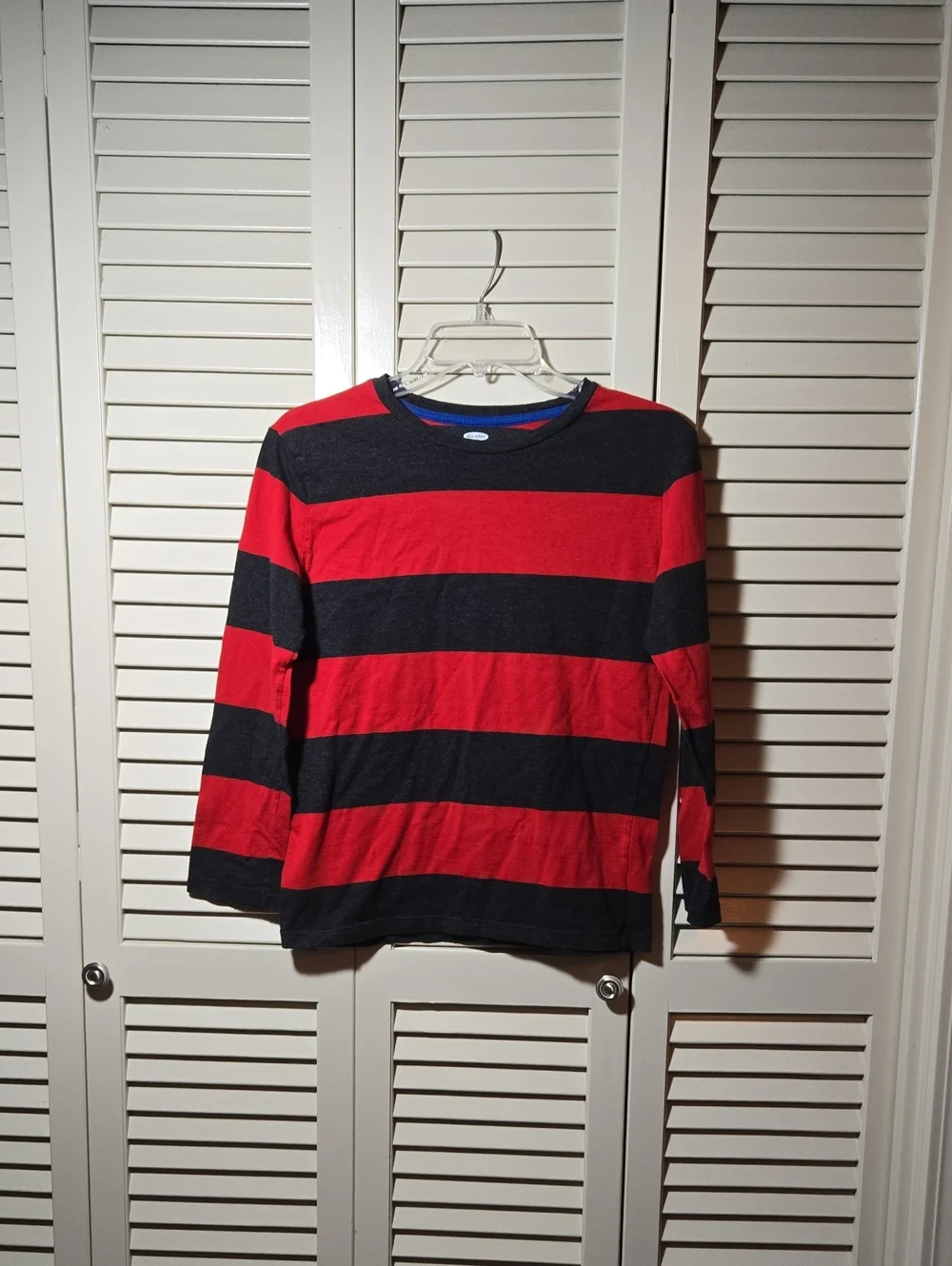 Old Navy Kids Red and Black Striped Long Sleeve Tee